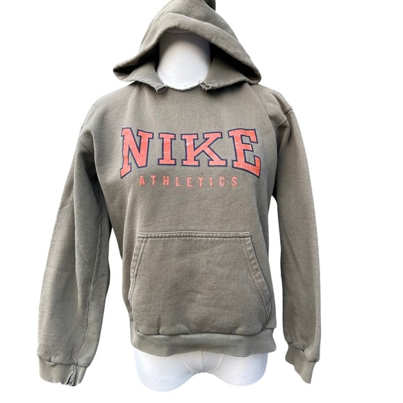 Nike Tops - Vintage 90s Nike Hoodie Women Brown Distressed Athletics Spellout Pullover